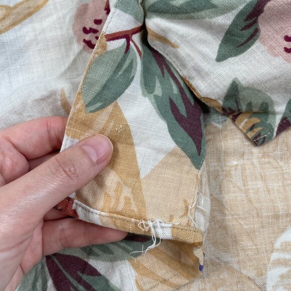Anne Pinkerton Hawaiian Button Up Muted Tropical Botanical Aves Women's Size 6 - Picture 7 of 13